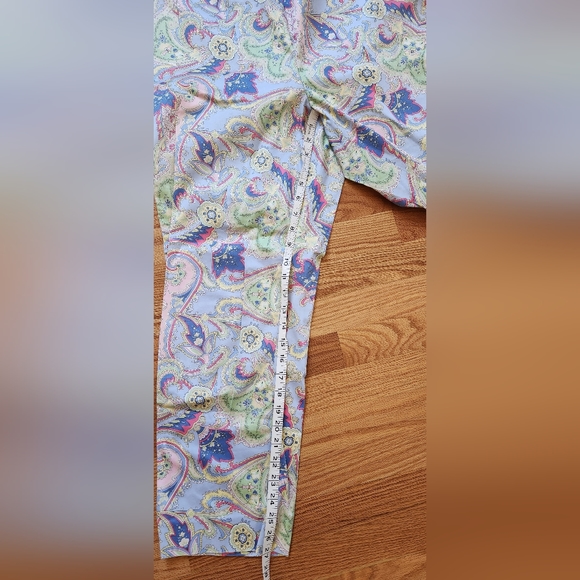 LRL RALPH LAUREN Women 16 Blue Yellow Pink Paisley Cotton Stretch Pants - Picture 5 of 8